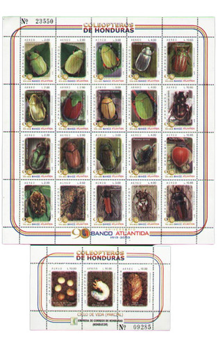 Honduras 2003 - Escarabajos - Hojita De 20 + 1 Bloque