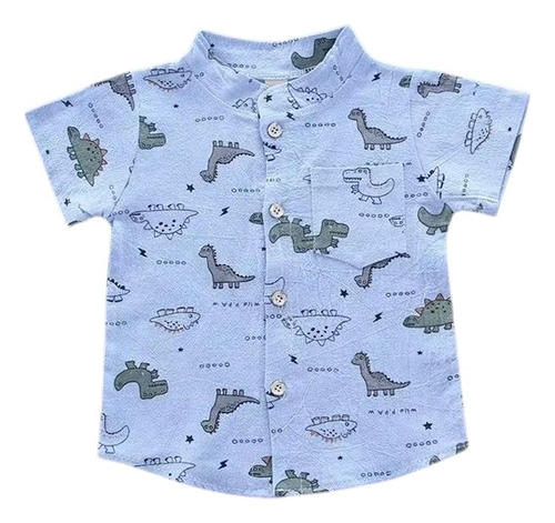 Conjunto Para Bebé Niño Camisa Estampada Y Pantalón Corto Azul 18-24 M