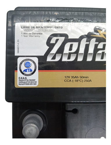 Bateria Zetta 12x45 Ford Fiesta 1.6 One Max Ambiente Plus