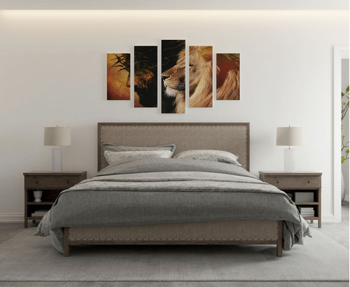 Imagem 3 de 6 de Quadros Decorativos Jesus Leão Da Tribo Mosaico Mdf 115x60cm