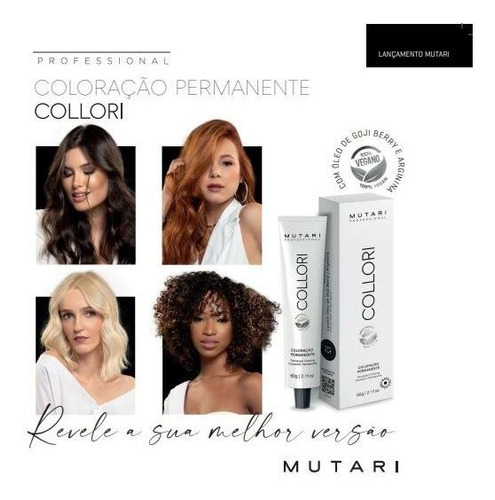 Coloração Tinta Para Cabelo Mutari Collori Permanente 60g Tom 1.11 - Preto Azulado Mutari
