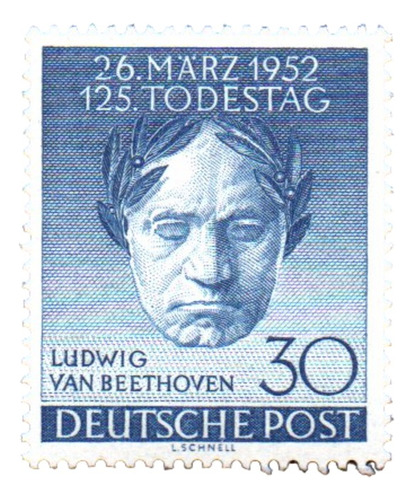 Sello Alemania Berlin Aniversario Muerte Beethoven 1952 Mnh