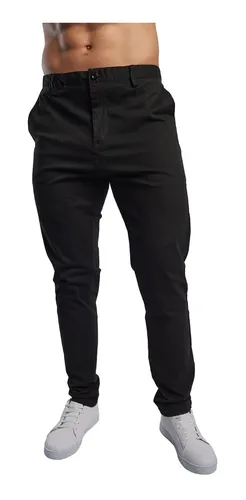 Pantalon Casual Para Hombre De Gabardina Stretch Color Negro