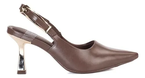 Scarpin Slingback Bebecê Salto Geométrico Com Fivela BEBECÊ