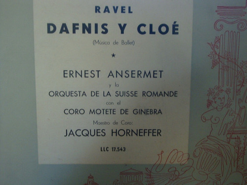 Vinilo Orquesta Romande Ernest Ansermet Dafnis Cloe Cl2