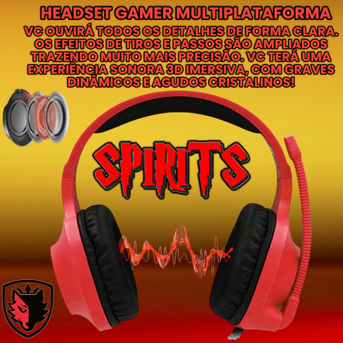 Auriculares multiplataforma para juegos Sades Spirits para PS4 Ps5 Vr Xbox Cel PC portátil Nintendo Switch Auriculares con micrófono rojo