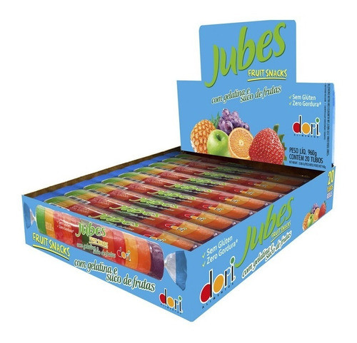 3 Displays Jujuba Jubes Fruit Snack Frutas - 20 Tubos