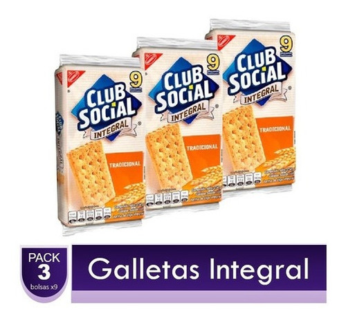 Galletas Club Social Integral 3 Paquetes X9 Uds