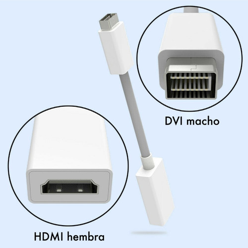 Imagen 4 de 10 de Adaptador Mini Dvi A Hdmi Compatible Macbook Black / White