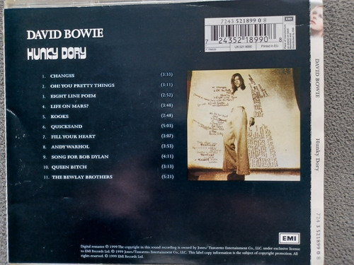 Cd David Bowie - Hunky Dory (1971) 1999 Remaster Edition (Usado)