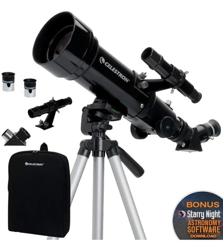 Telescopio Refractor Celestron 21035, 70 Mm, Negro, C/ Bolso