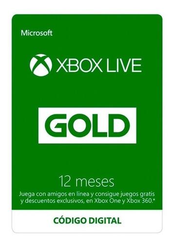 Imagen 1 de 1 de Microsoft Xbox Live Gold 12 Meses (código Digital)