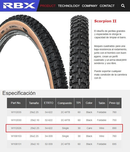 Pack 2 Neumas Rbx Scorpion Ii 29x2.25 + 2 Cámaras Mtb