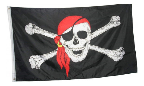 Danf 1 Paquete De Bandera Jolly Roger Con Bandana Roja Pirat