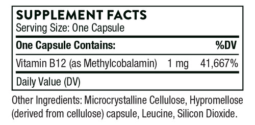 Thorne - Suplemento de vitamina B12 Favorece la salud del corazón 60 cápsulas