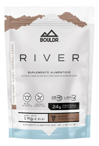 Proteína Whey Hidrolizada River 1 Kg Chocolate Bouldr