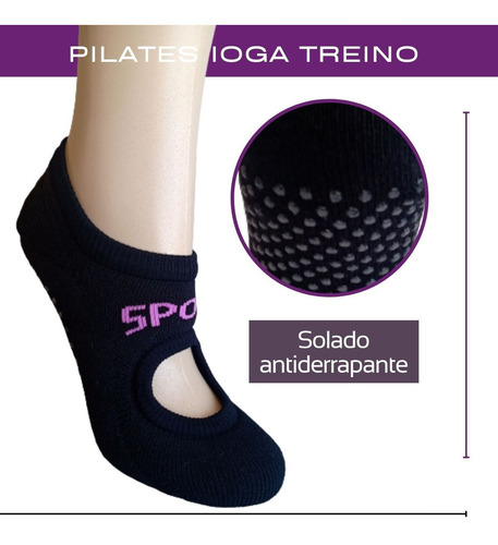 Imagem 3 de 10 de Kit Meias Feminina Divertidas Antiderrapante Treino Pilates
