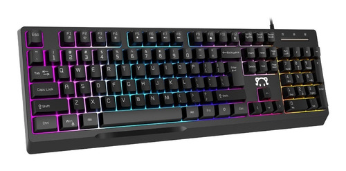 Imagen 2 de 8 de Teclado Semi-mecanico Gamer Ajazz Stk090 Negro Con Luz Rgb