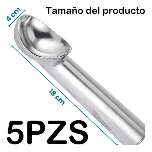 5 Pack De Cuchara Para Helado Acero Inoxidable Antiadherente