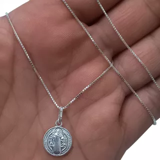 Cadena Y Dije San Benito En Plata 925 Italiana