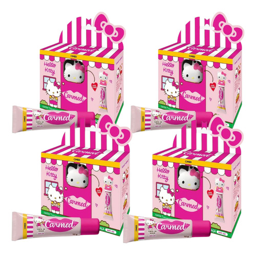 Kit Com 4 Hidratante Labial Carmed Hello Kitty Torta De Maçã