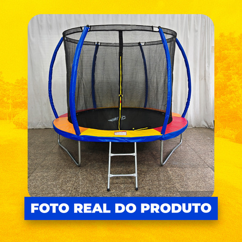 Kroys Brinquedos Cama Elástica Pula Pula Trampolim 2,44 M Grande Com Rede De Proteção Ziper Curva Aço Galvanizado Manual Puxador