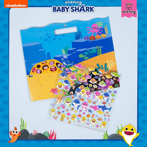 100 Pegatinas Dereutilzables Baby Shark