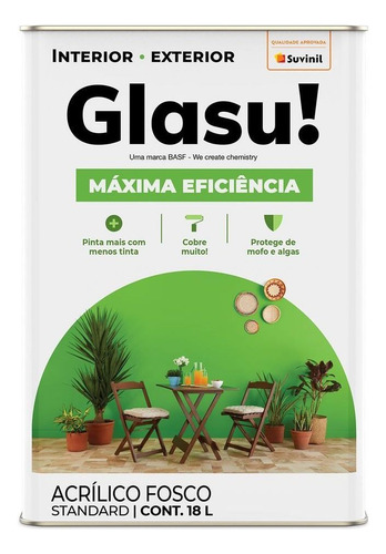 Tinta Acrílica Máxima Eficiência Standard Fosco 18l Glasu! Cor Gelo