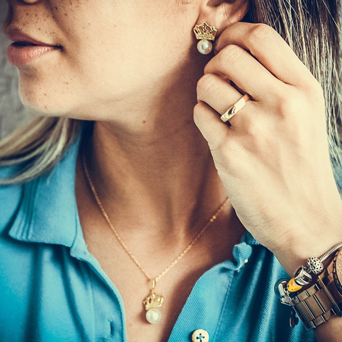 Relógio Champion Dourado Feminino Original + Colar Brinco