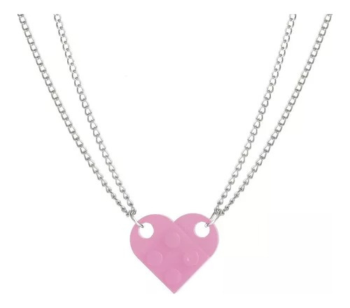 Collar Corazón Encastre Compartir Novios Amigas Pareja Bff