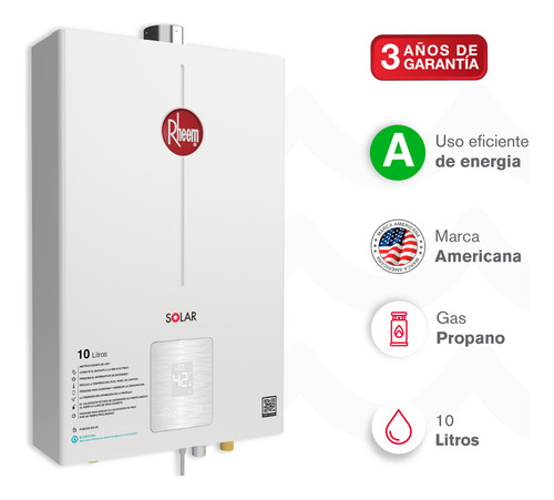 Calentador De Agua 10lt Gas Propano Tiro Forzado Dig Rheem Color Blanco Tipo de gas GLP 120V