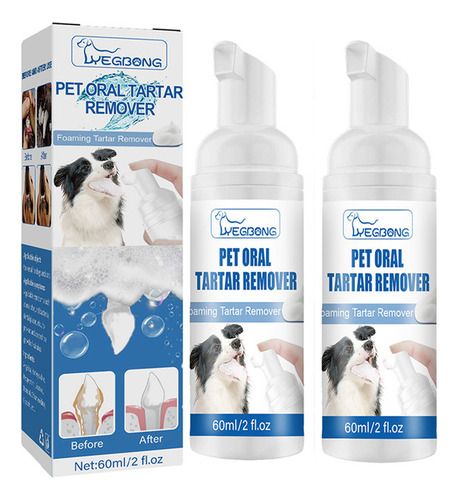 Removedor Spray De Limpeza Dental Para Cães Gatos 2 Peças-