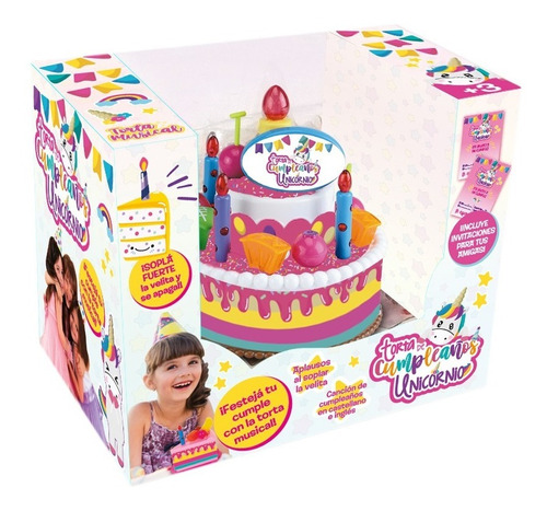 Juguete Torta Cumpleaños Unicornio Chica Musical Luces