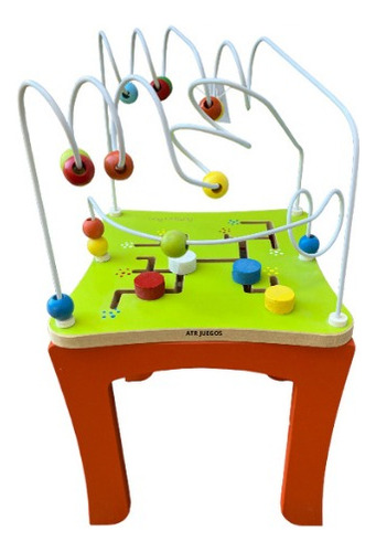 Juguete Didactico Madera Mesita + Buscacaminos Y Laberinto Multicolor