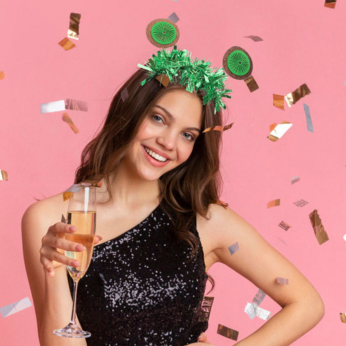 3 Diademas De Oropel Con Purpurina Y Frutas Para Fiestas
