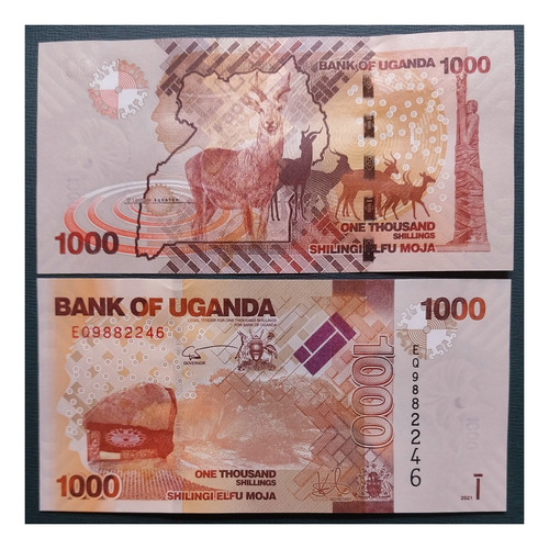 Billete Uganda 1000 Chelines 2021. Sin Circular