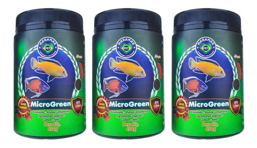 Kit 3un Ração Para Peixes Africanos Microgreen 454g Maramar