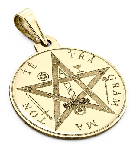 Dije Tetragramaton Circular Oro Solido 14k 2cm Laser