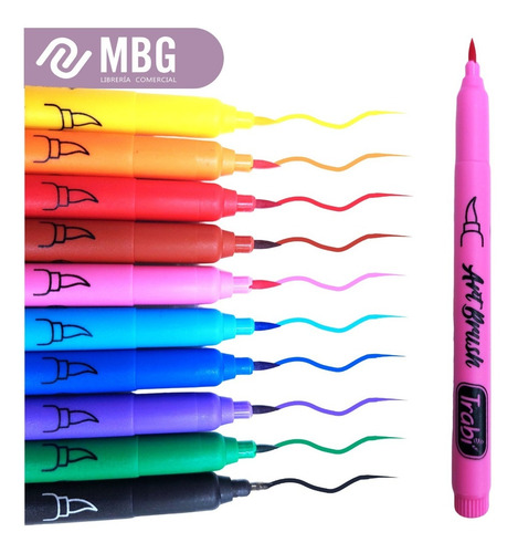 Imagen 5 de 7 de Marcador Trabi Art Brush Classic Lettering Por 10 Colores