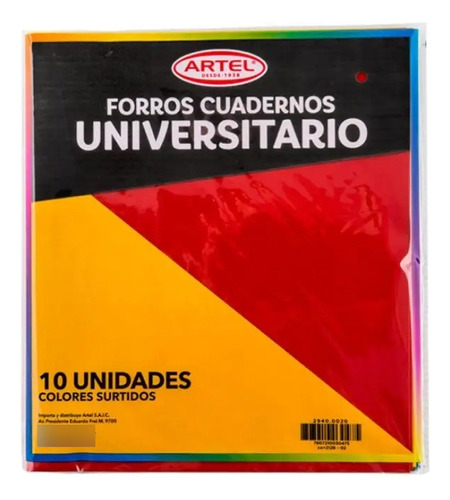 Forro Cuaderno Universitario Colores Surtidos - 10 Unidades 