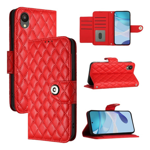 Funda De Flip Con Textura Romboidal Para Samsung, Con Correa
