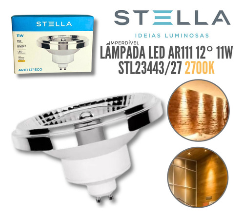 Lâmpada Led Eco Ar111 Stella 11w 12º 2700k Stl23443/27 Cor Da Luz Branco-quente 110v/220v