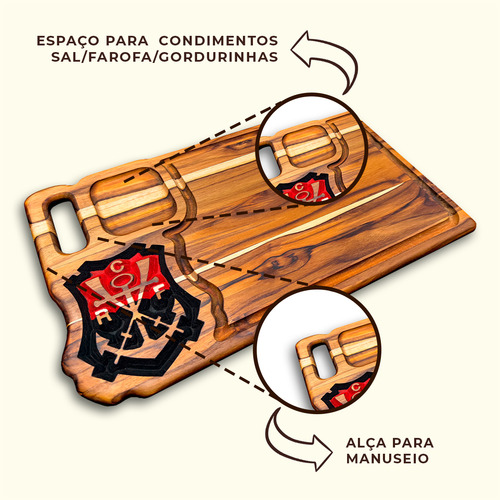 Tabua De Carne Churrasco Personalizada Escudo Remo Flamengo