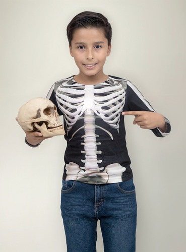 Playera Niño Esqueleto 3d Disfraz Para Fiesta