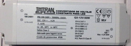 Fuente - Transformador P/cintas Led 50w 12v Imtran