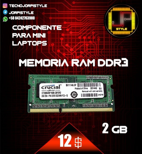 Imagen 2 de 2 de Memoria Ram Ddr3 2gb Para Mini Laptop
