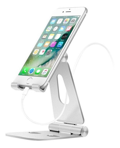 Soporte Metal Celular Tablet Pad De 4'' A 13'' Lujo Abatible Color Plata