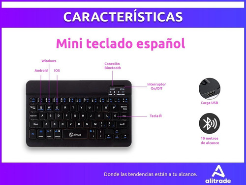 Imagen 5 de 10 de Funda Magnetica Con Teclado Bluetooth Para S6 Lite + Mouse