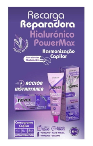 Hialuronico Powermax Novex Recarga Reparadora Capilar 80g