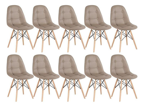 10 Cadeiras Estofada Botão Eames Botonê Capitonê Cores Cor do assento Nude